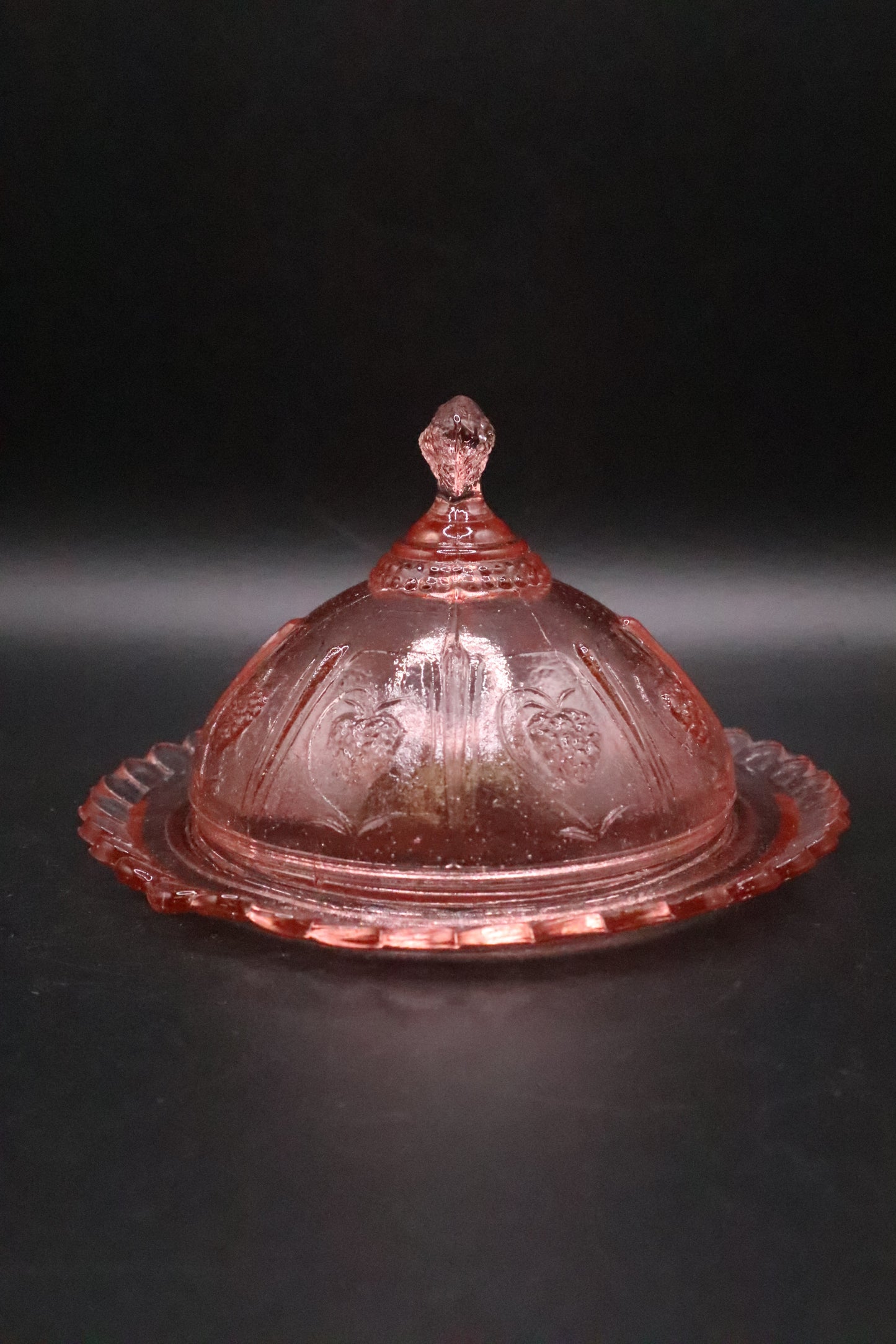 VINTAGE EAPG PINK MINI BUTTER DISH