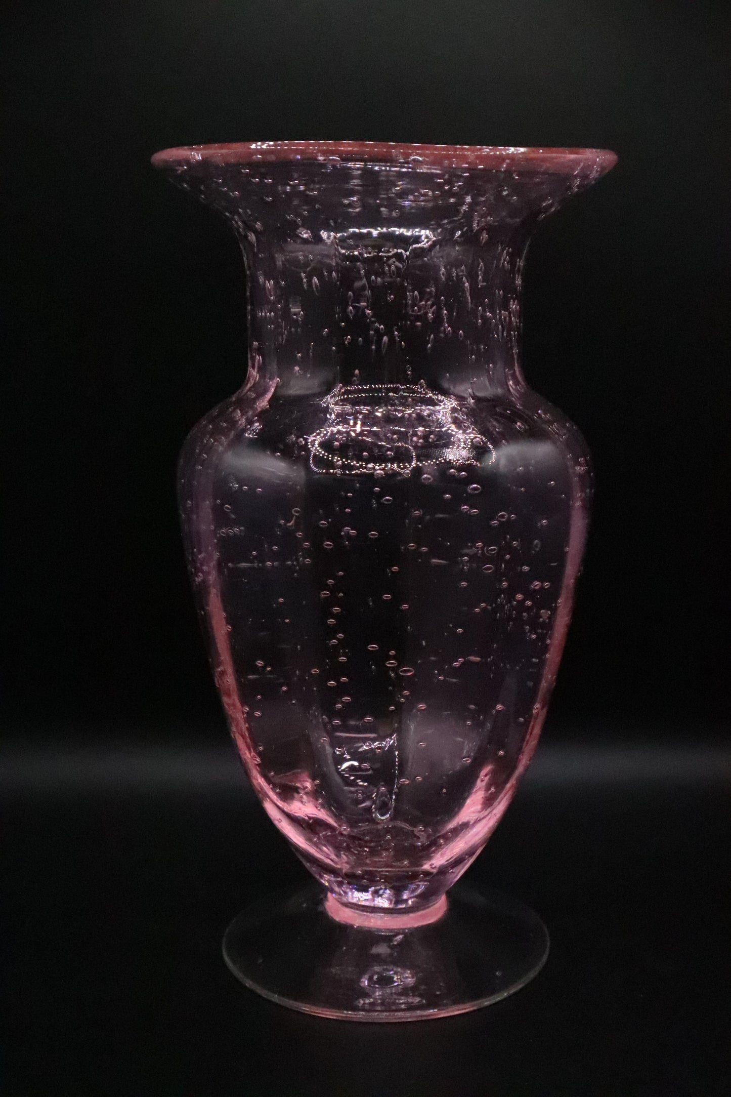 VINTAGE ART GLASS PINK BUBBLE GLASS VASE