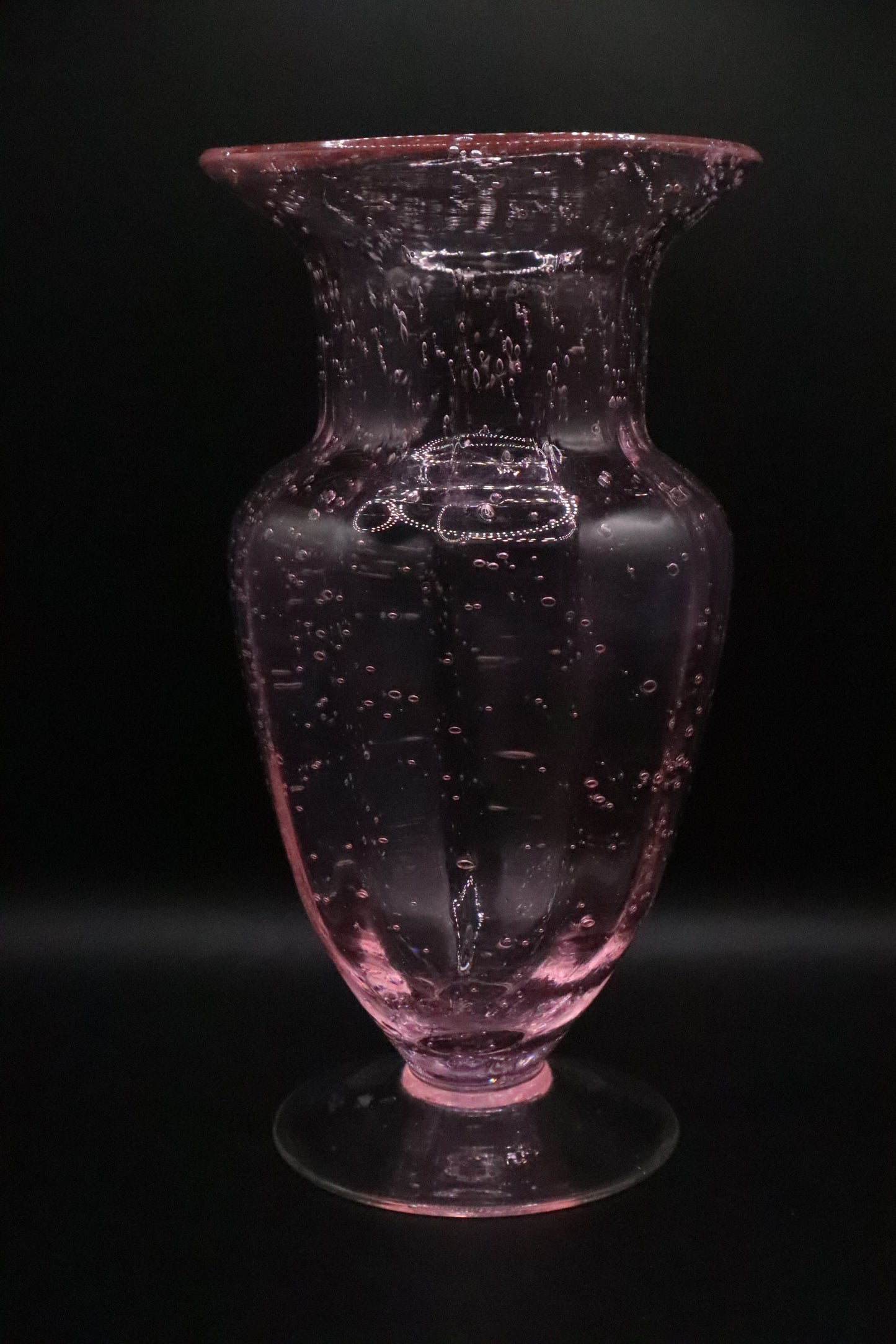 VINTAGE ART GLASS PINK BUBBLE GLASS VASE