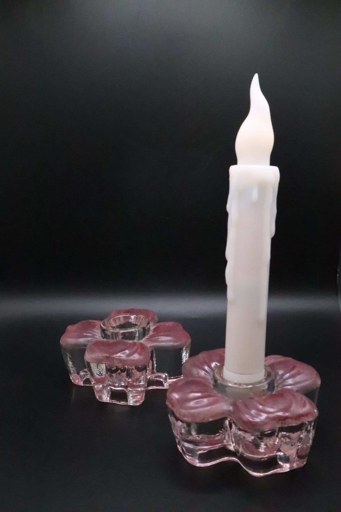 COLONY CRYSTAL PINK DOGWOOD FLORAL CANDLEHOLDER (SET OF 2)