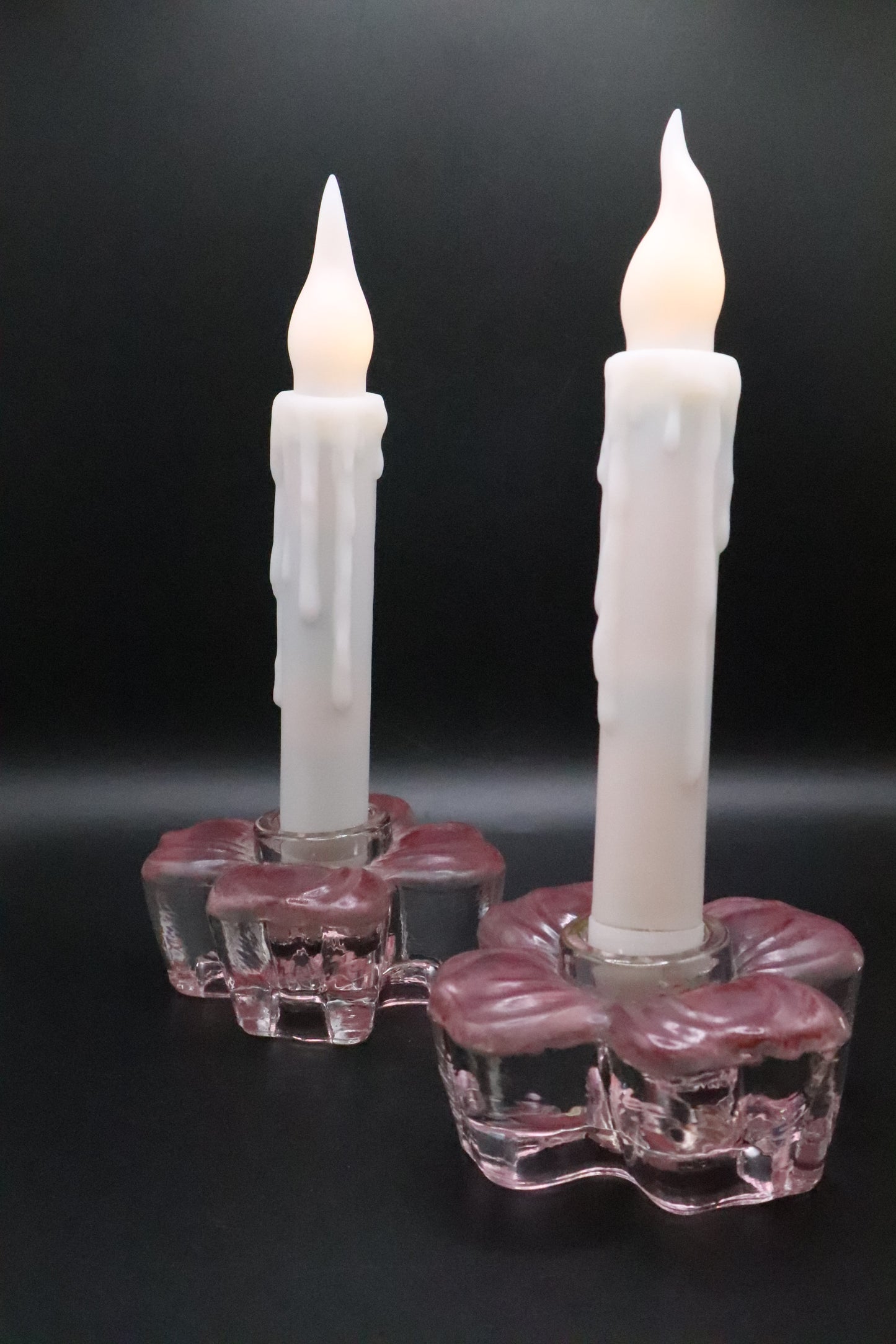 COLONY CRYSTAL PINK DOGWOOD FLORAL CANDLEHOLDER (SET OF 2)