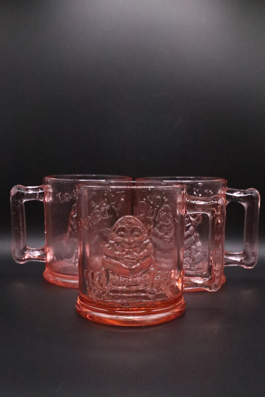 VINTAGE INDIANA DEPRESSION PINK GLASS HUMPTY DUMPTY AND TOM TOM