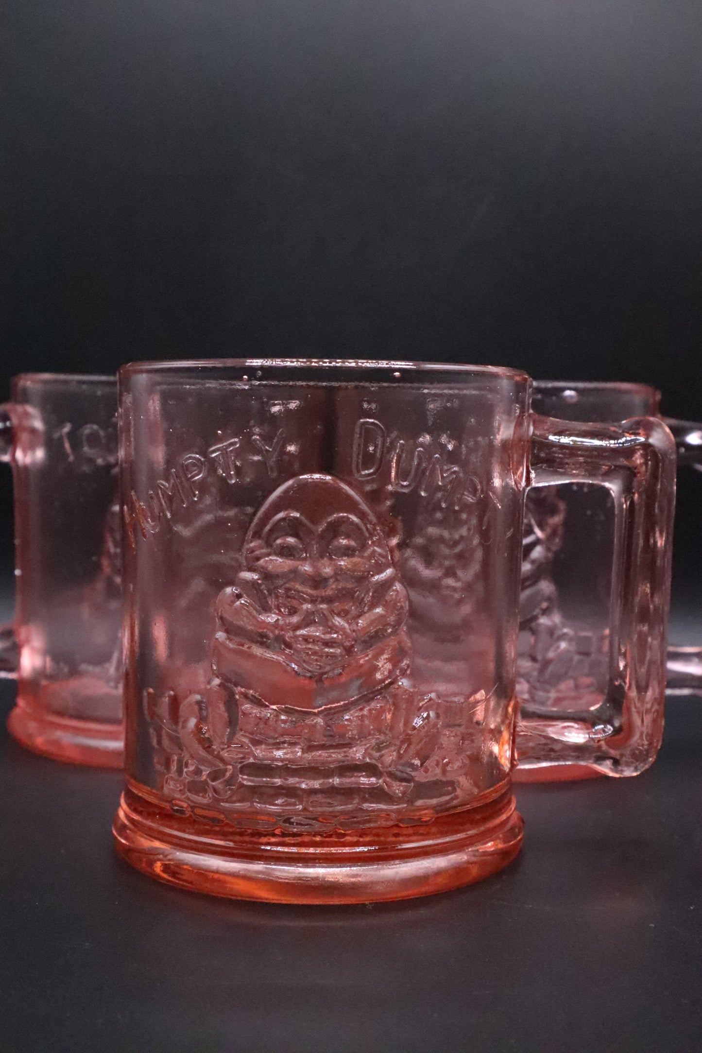 VINTAGE INDIANA DEPRESSION PINK GLASS HUMPTY DUMPTY AND TOM TOM