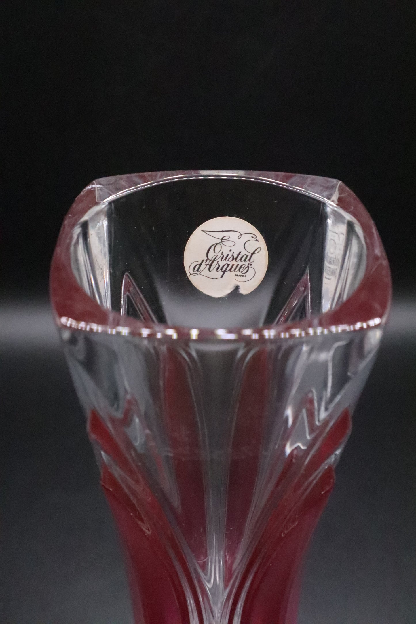 CRISTAL D'ARQUES CHATELET PINK ACCENTS VASE