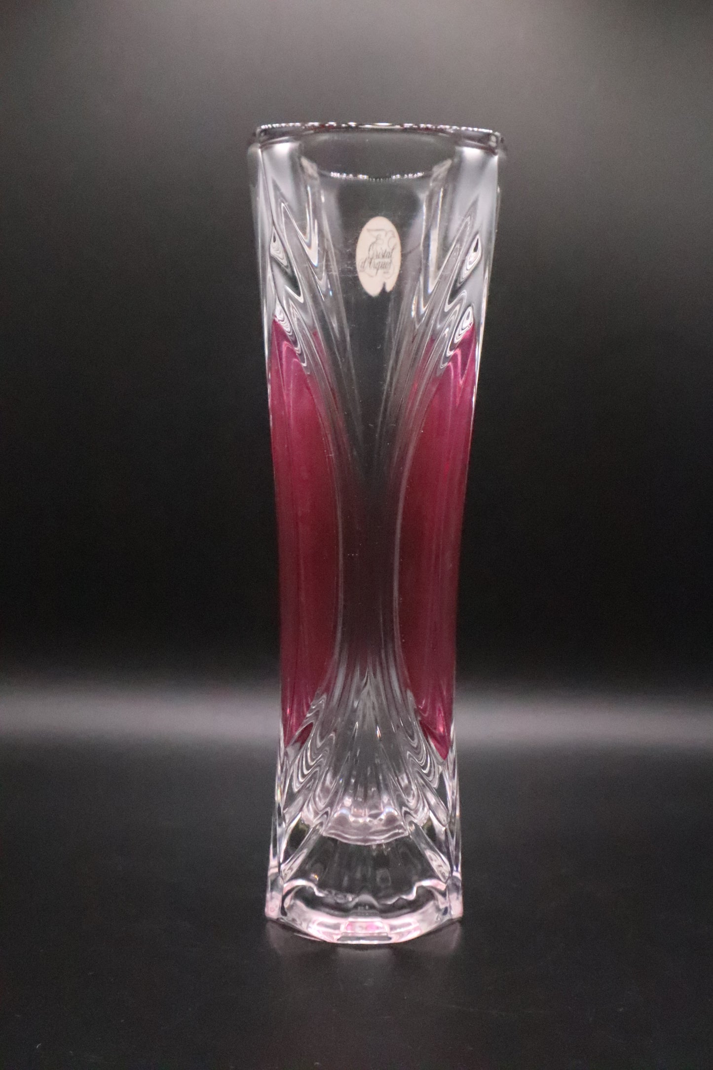 CRISTAL D'ARQUES CHATELET PINK ACCENTS VASE