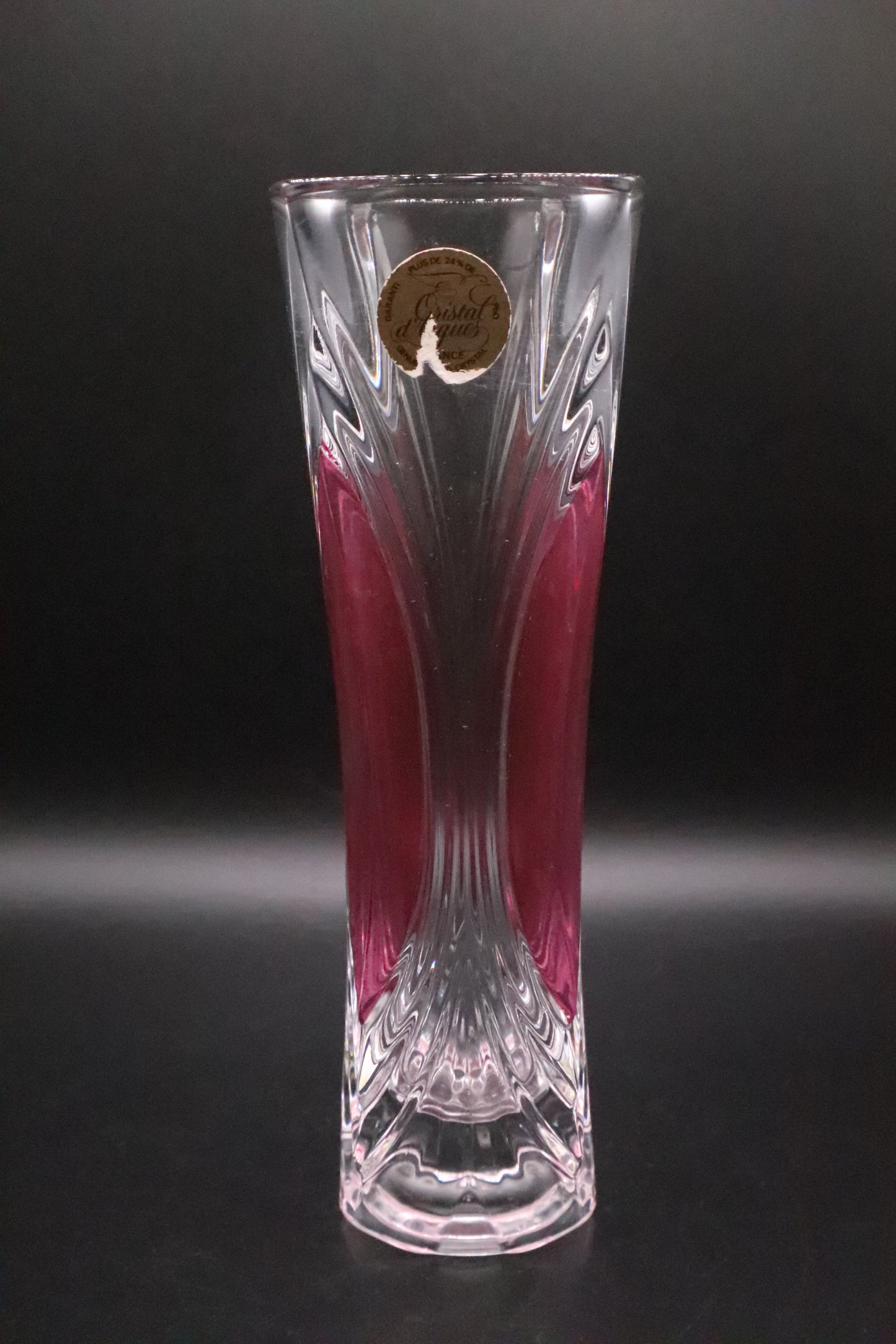 CRISTAL D'ARQUES CHATELET PINK ACCENTS VASE