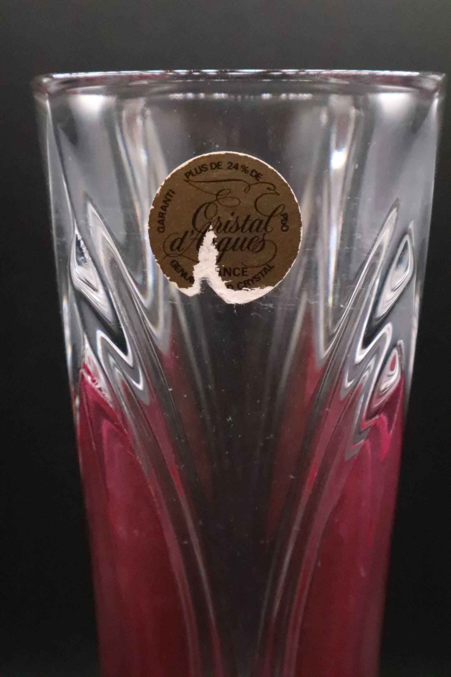 CRISTAL D'ARQUES CHATELET PINK ACCENTS VASE