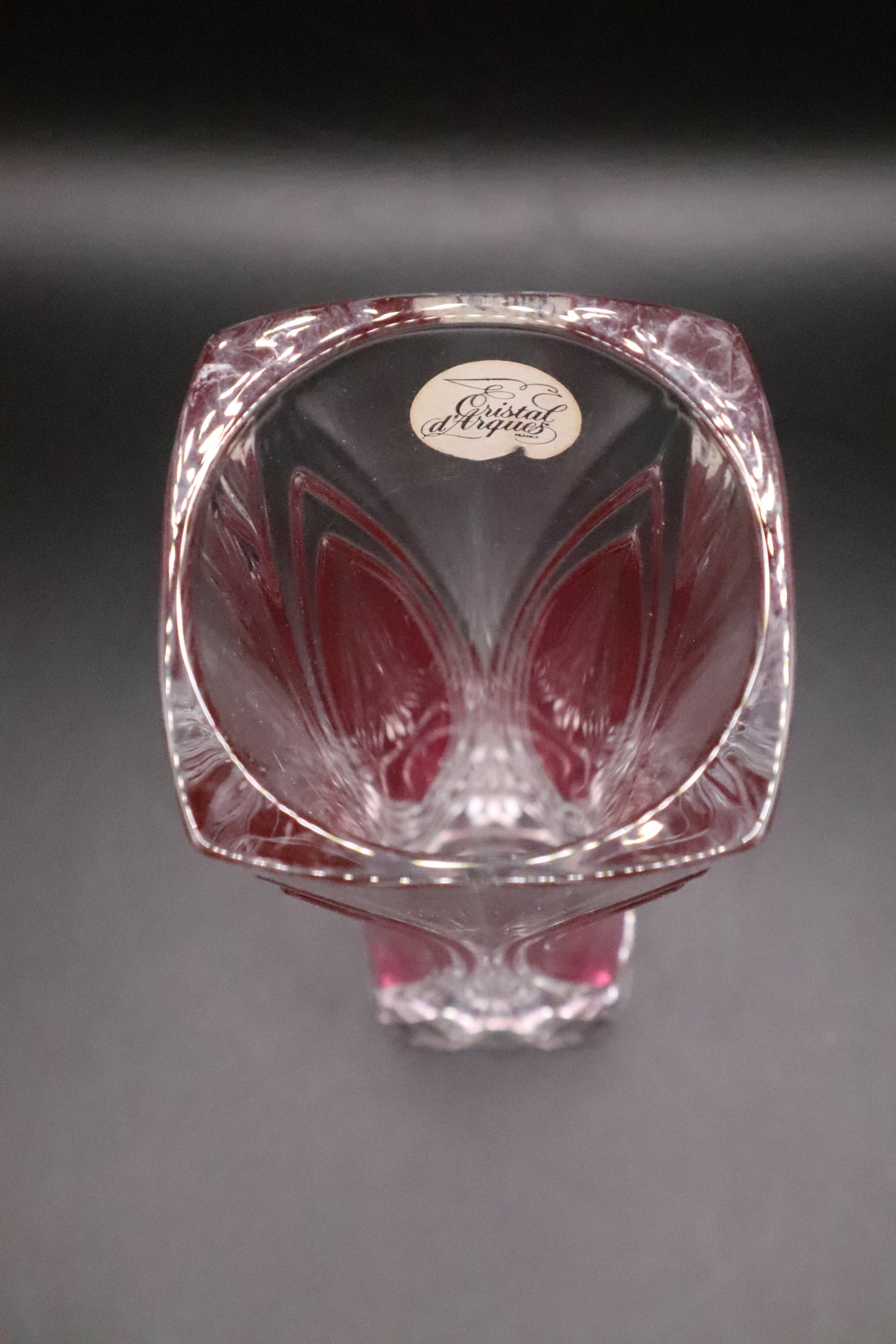 CRISTAL D'ARQUES CHATELET PINK ACCENTS VASE