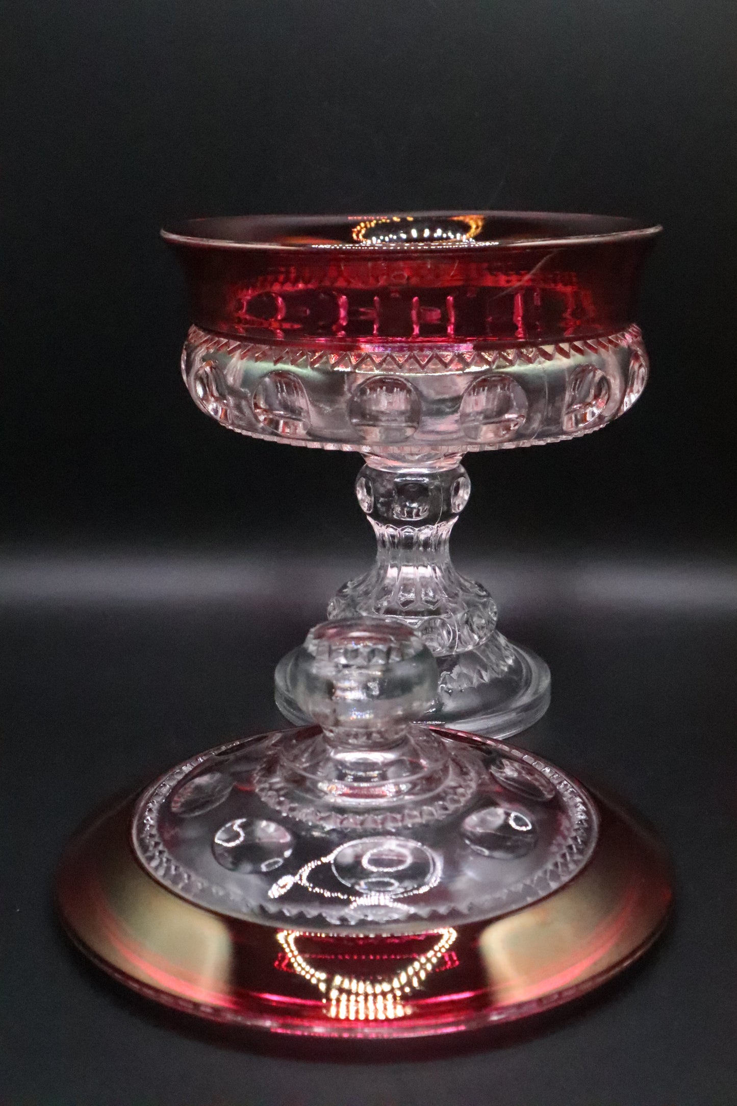 COMPOTE AND LID RUBY CROWN