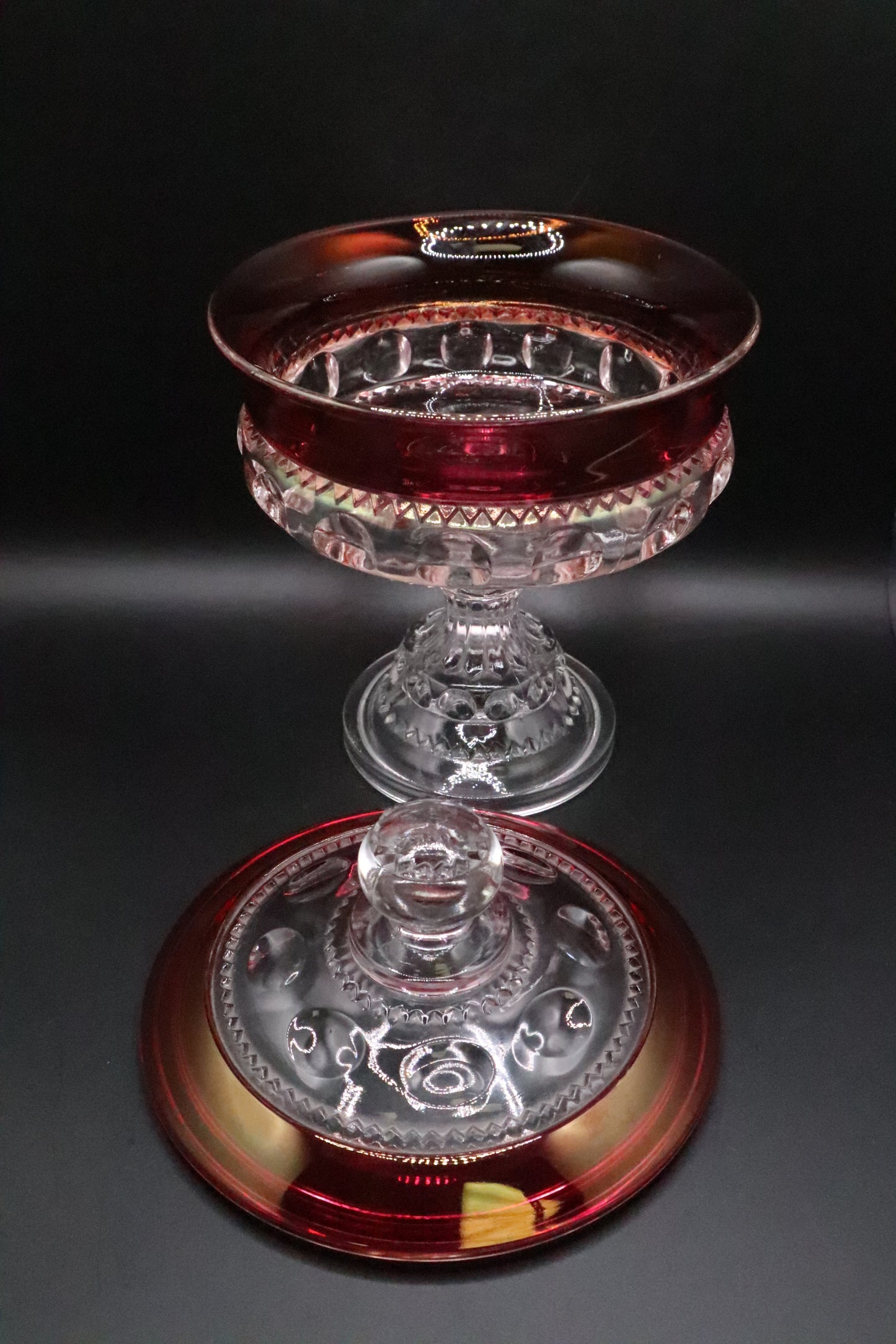 COMPOTE AND LID RUBY CROWN