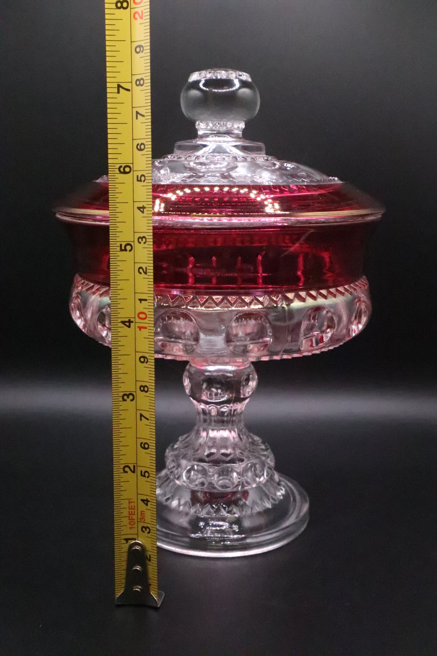 COMPOTE AND LID RUBY CROWN