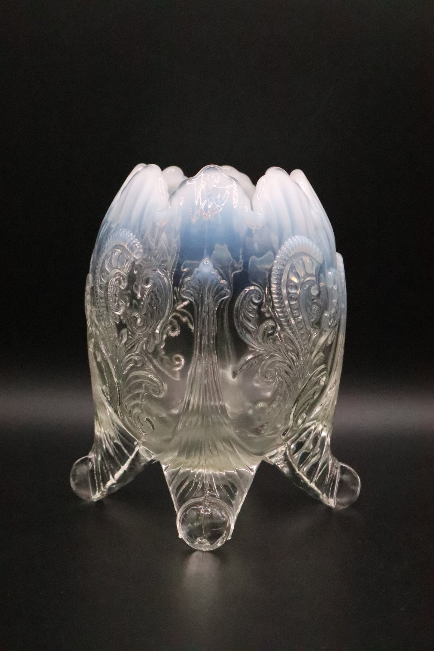 VINTAGE NORTHWOOD DEGGAN CLEAR OPALESCENT INVERTED FAN
