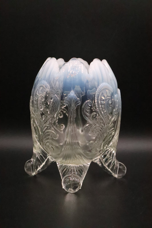 VINTAGE NORTHWOOD DEGGAN CLEAR OPALESCENT INVERTED FAN