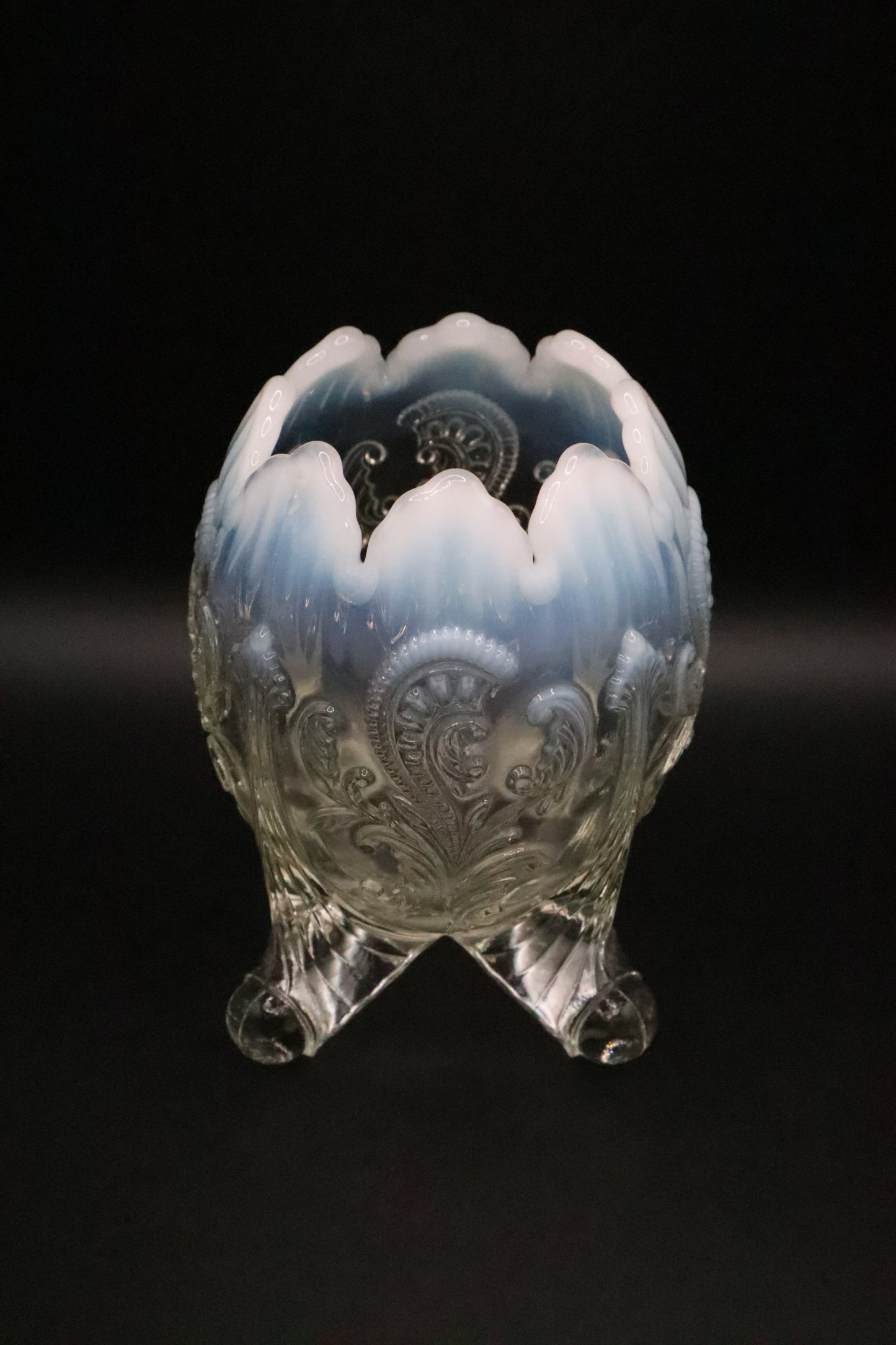 VINTAGE NORTHWOOD DEGGAN CLEAR OPALESCENT INVERTED FAN