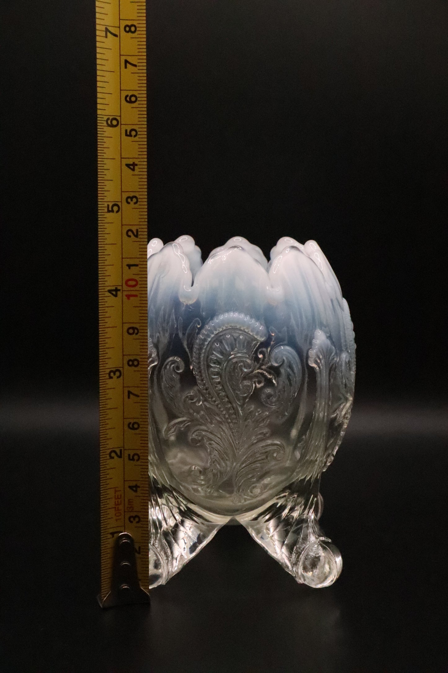 VINTAGE NORTHWOOD DEGGAN CLEAR OPALESCENT INVERTED FAN