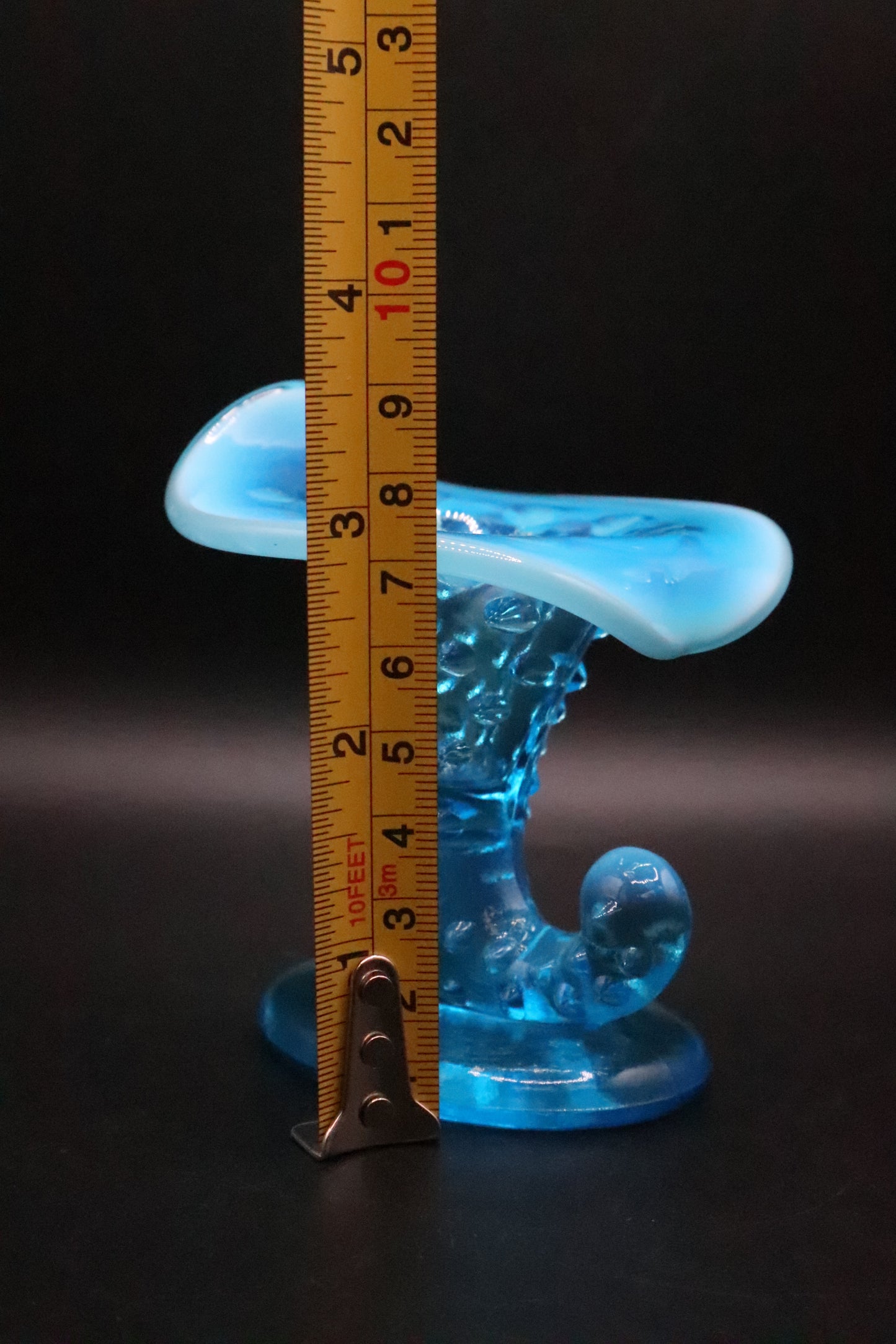FENTON HOBNAIL BLUE OPALESCENT GLASS VASE HORN