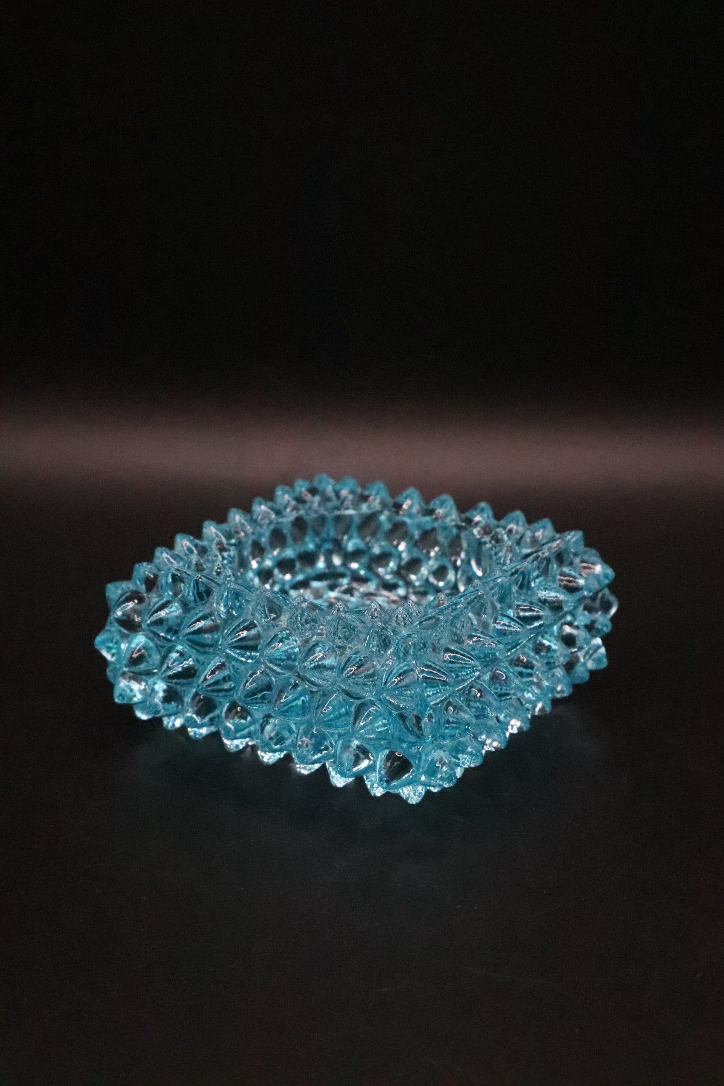 VINTAGE FENTON BLUE HOBNAIL GLASS SALT CELLAR ASHTRAY TRINKET DISH