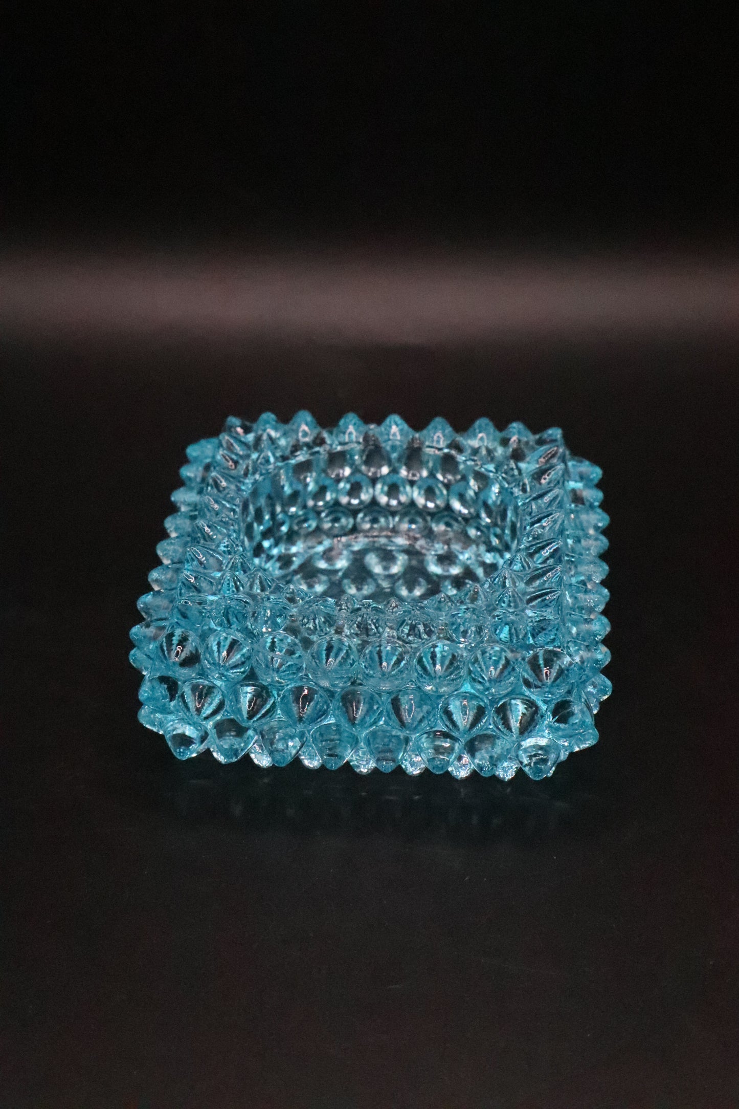 VINTAGE FENTON BLUE HOBNAIL GLASS SALT CELLAR ASHTRAY TRINKET DISH