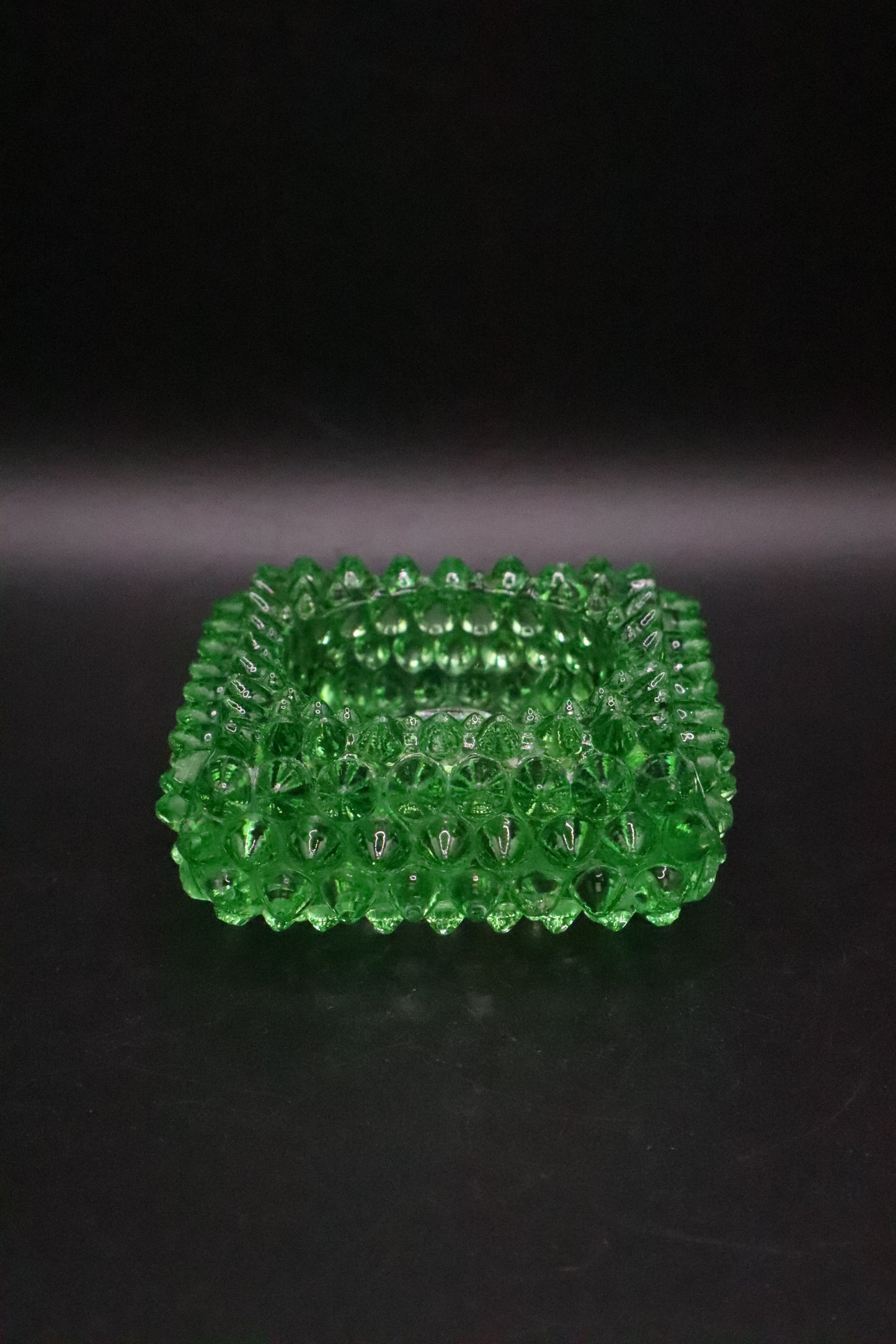 VINTAGE FENTON GREEN URANIUM HOBNAIL SALT CELLAR DISH (AS IS)