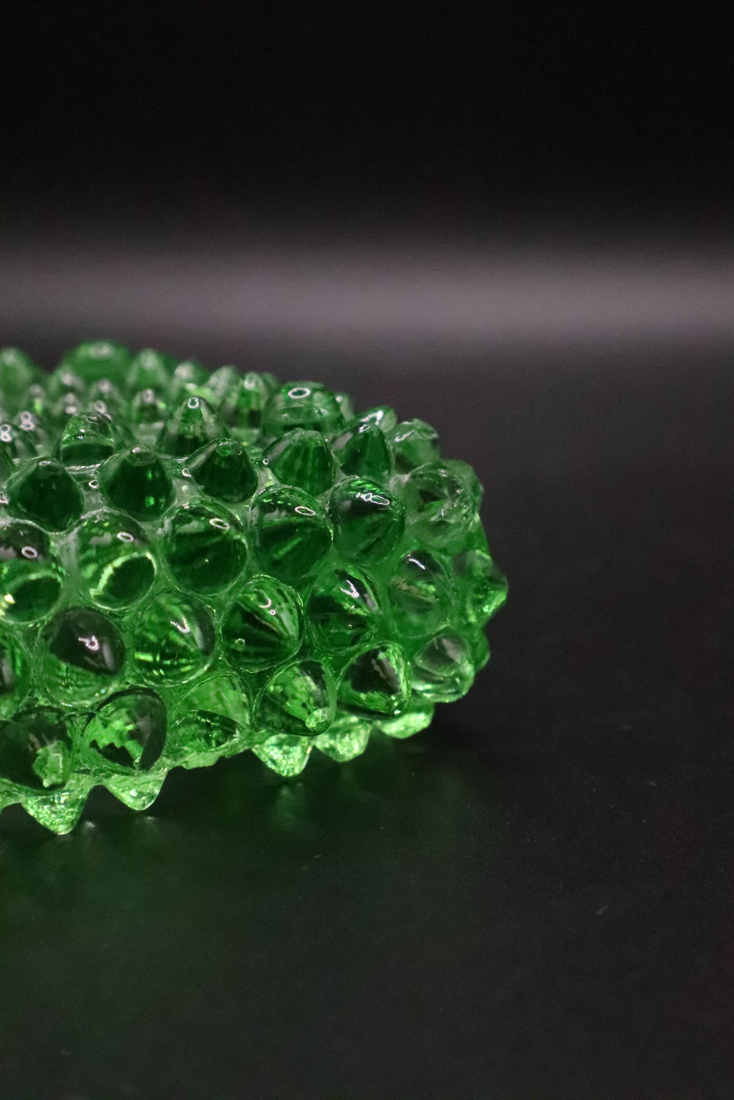 VINTAGE FENTON GREEN URANIUM HOBNAIL SALT CELLAR DISH (AS IS)