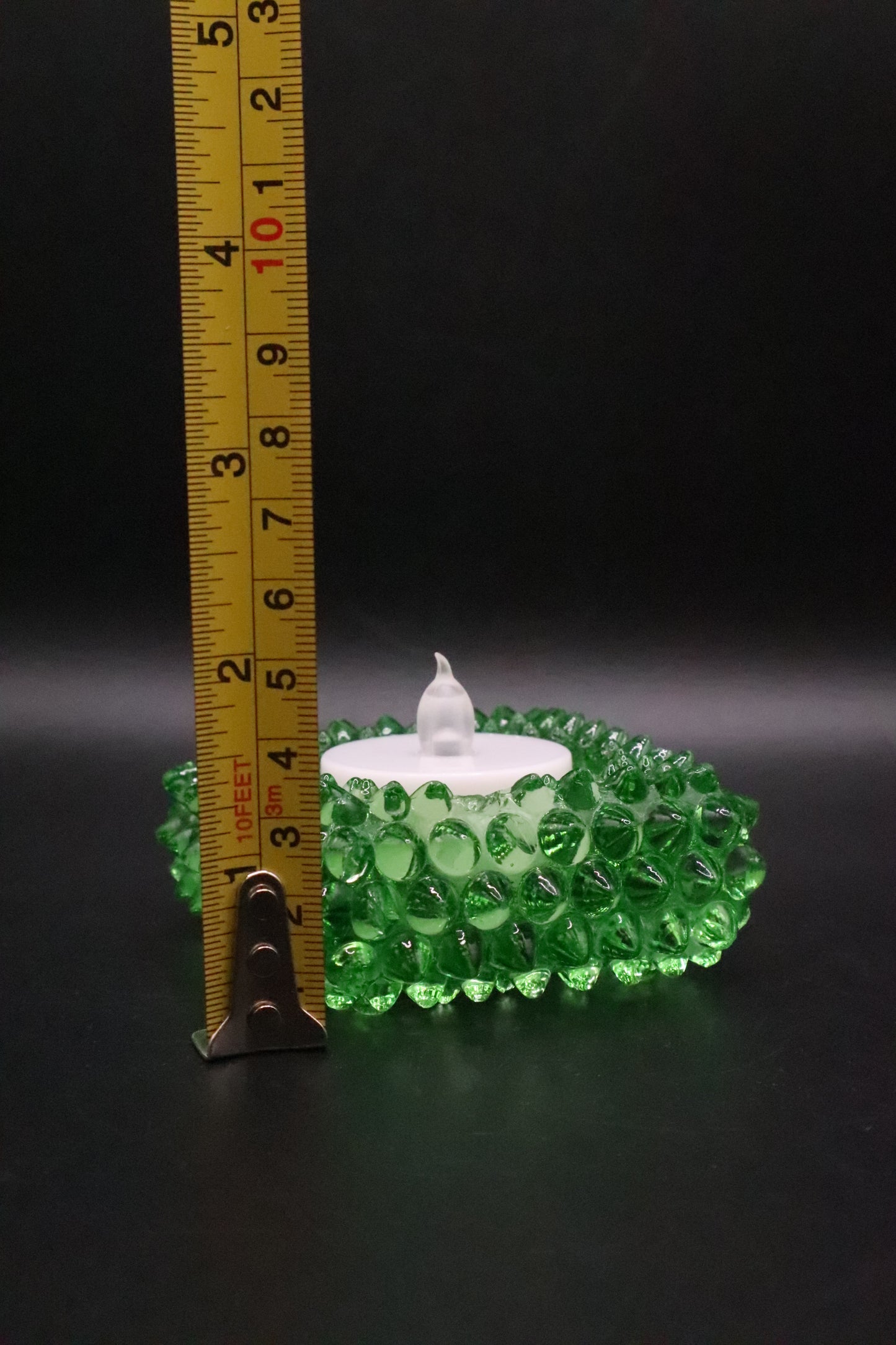 VINTAGE FENTON GREEN URANIUM HOBNAIL SALT CELLAR DISH (AS IS)