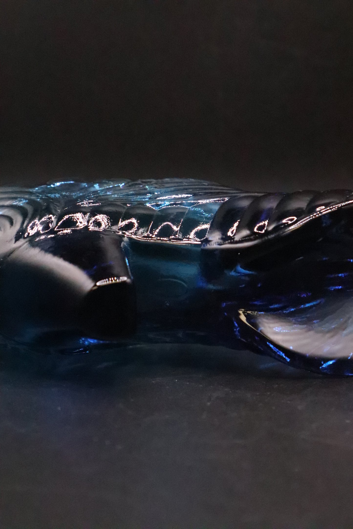 FENTON 1990's COBALT GLASS CATS HEAD SLIPPER