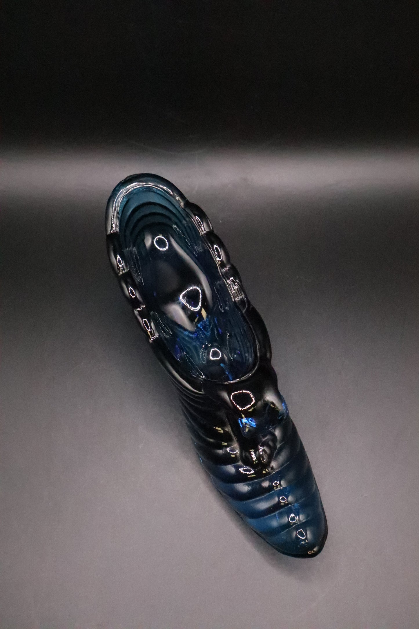 FENTON 1990's COBALT GLASS CATS HEAD SLIPPER