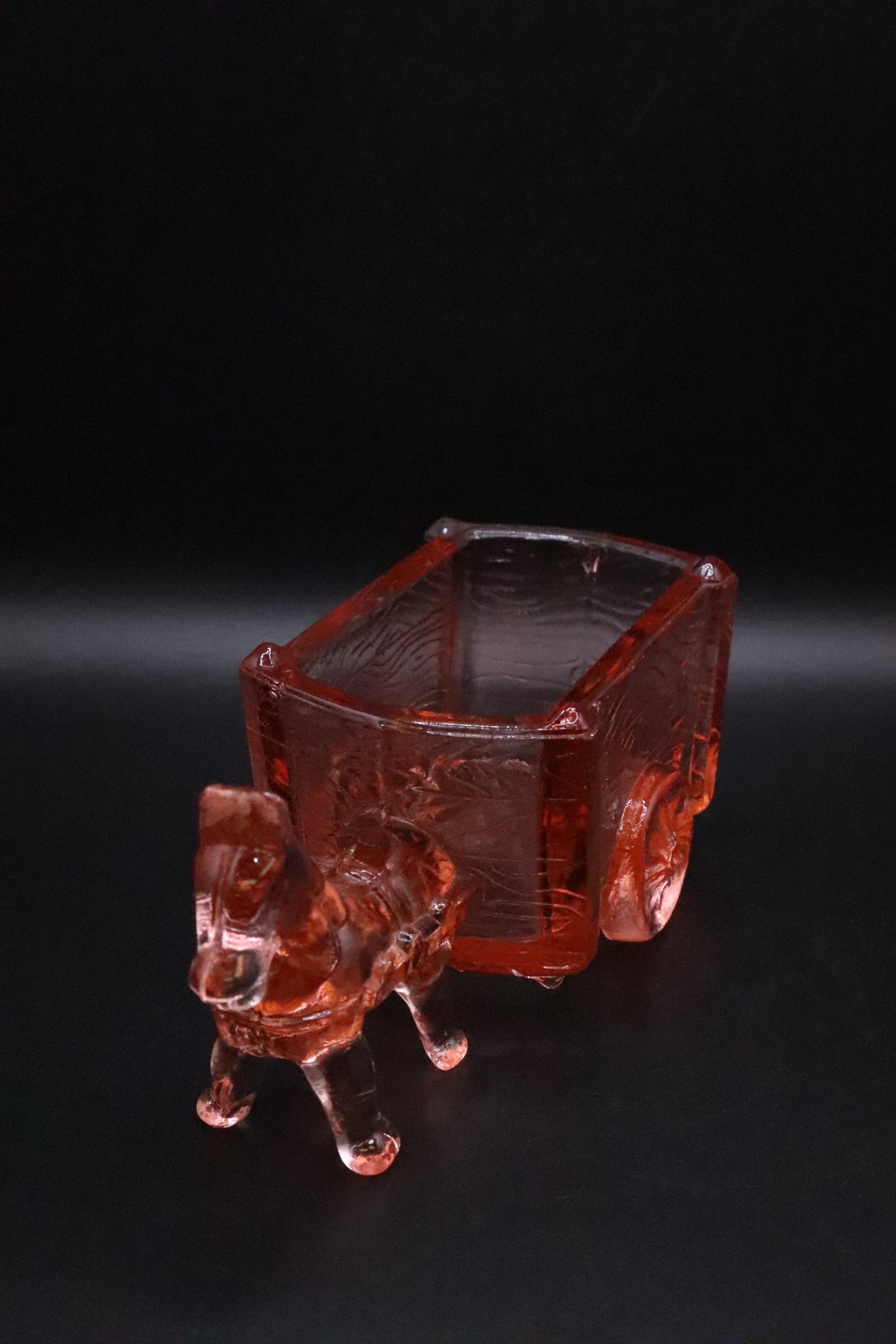 JENNETTE PINK DEPRESSION GLASS DONKEY AND CART