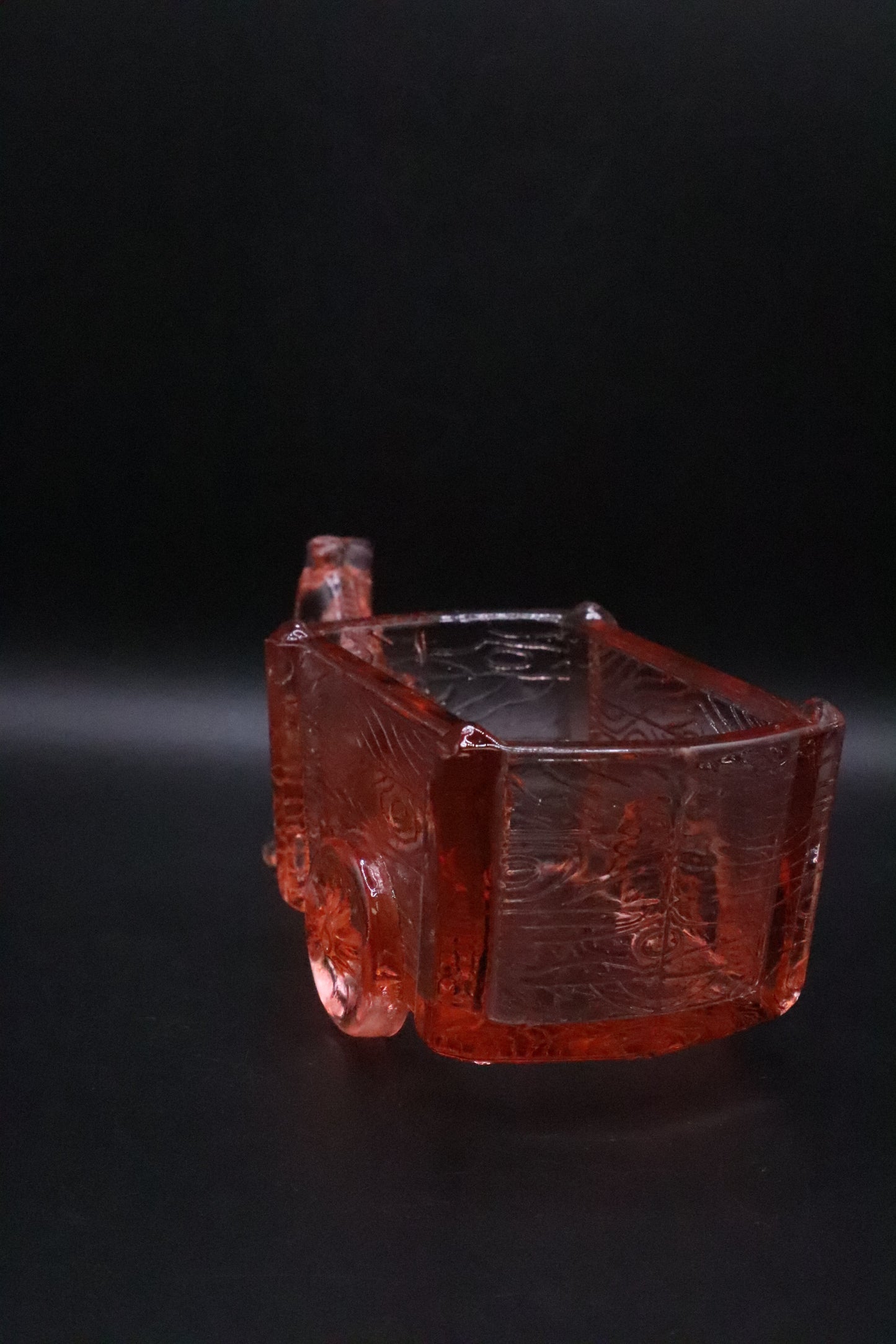 JENNETTE PINK DEPRESSION GLASS DONKEY AND CART
