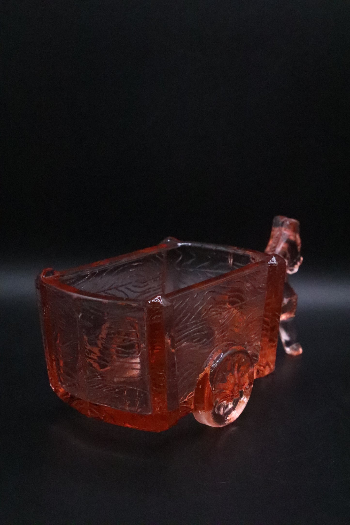 JENNETTE PINK DEPRESSION GLASS DONKEY AND CART