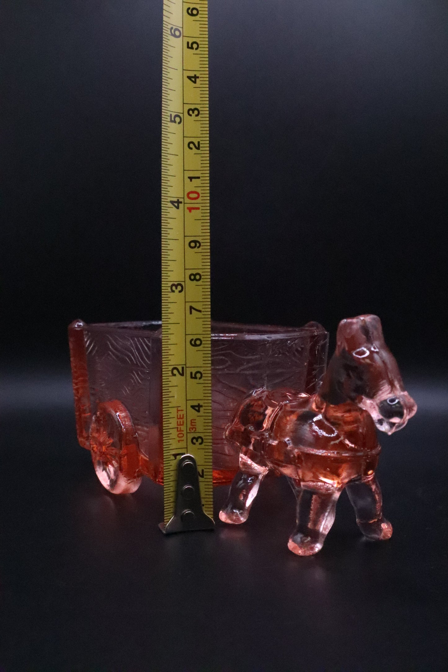JENNETTE PINK DEPRESSION GLASS DONKEY AND CART