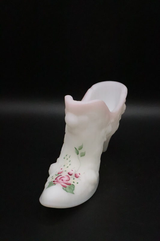 FENTON WHITE SATIN ROSE FLORAL SLIPPER