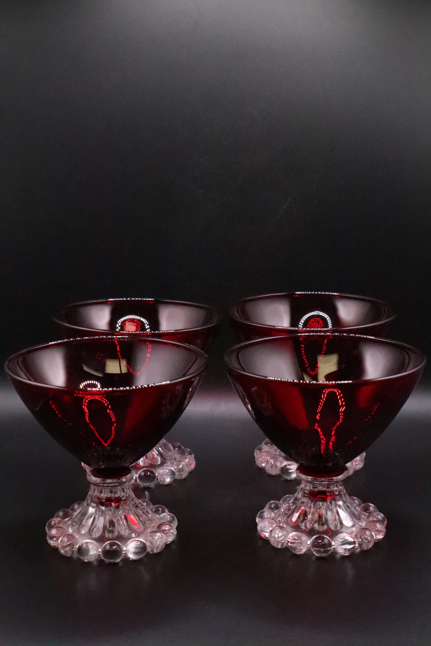 RUBY RED BOOPIE SHERBET GLASS ANCHOR HOCKING SET OF 4