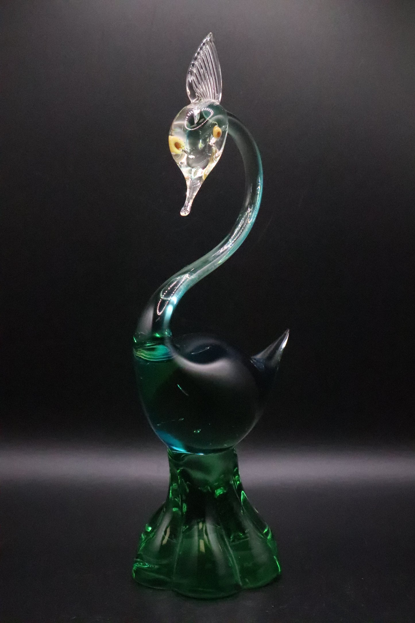 VINTAGE MURANO HAND BLOWN GREEN AND BLUE GLASS SWAN