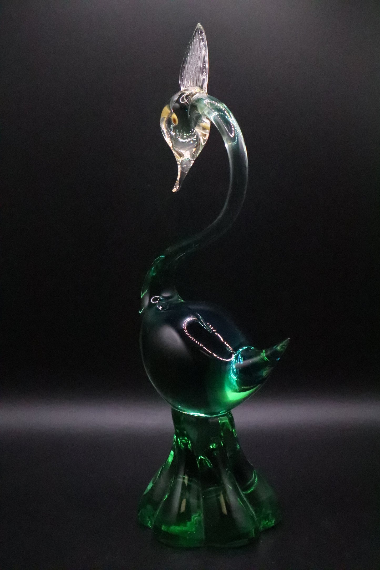 VINTAGE MURANO HAND BLOWN GREEN AND BLUE GLASS SWAN