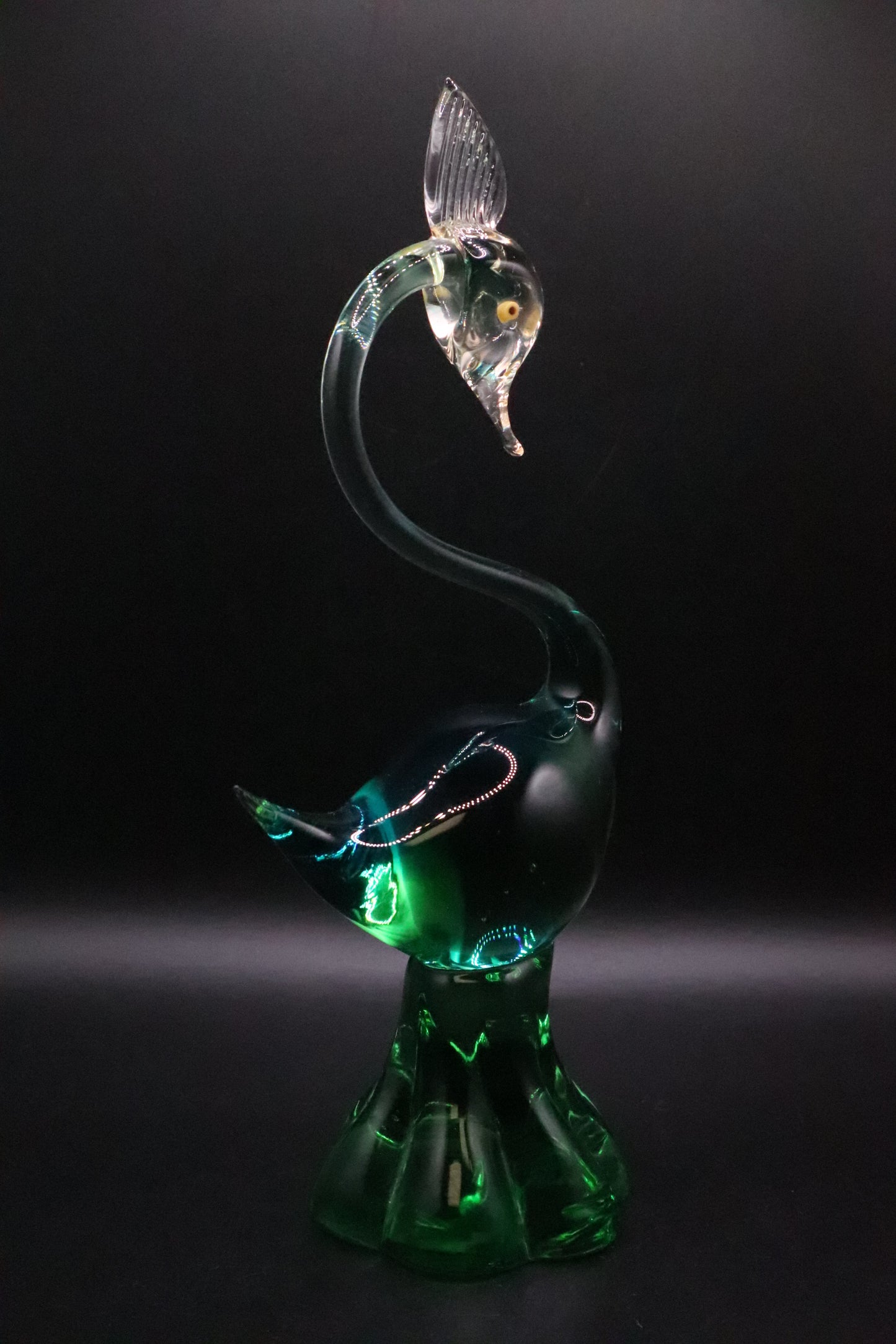 VINTAGE MURANO HAND BLOWN GREEN AND BLUE GLASS SWAN
