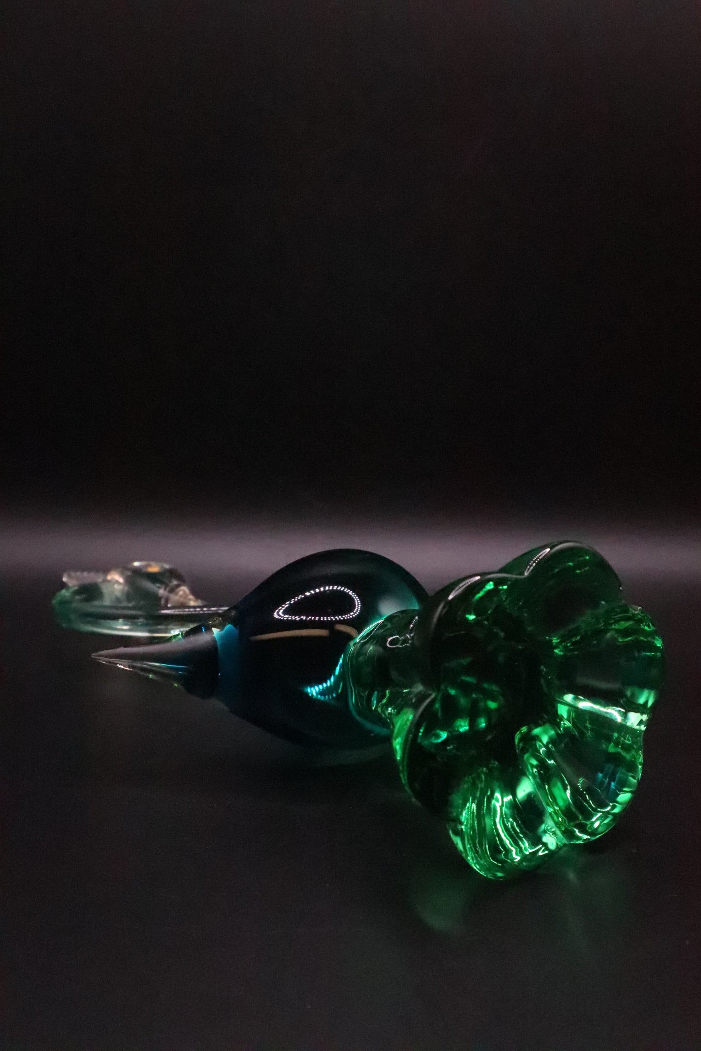 VINTAGE MURANO HAND BLOWN GREEN AND BLUE GLASS SWAN