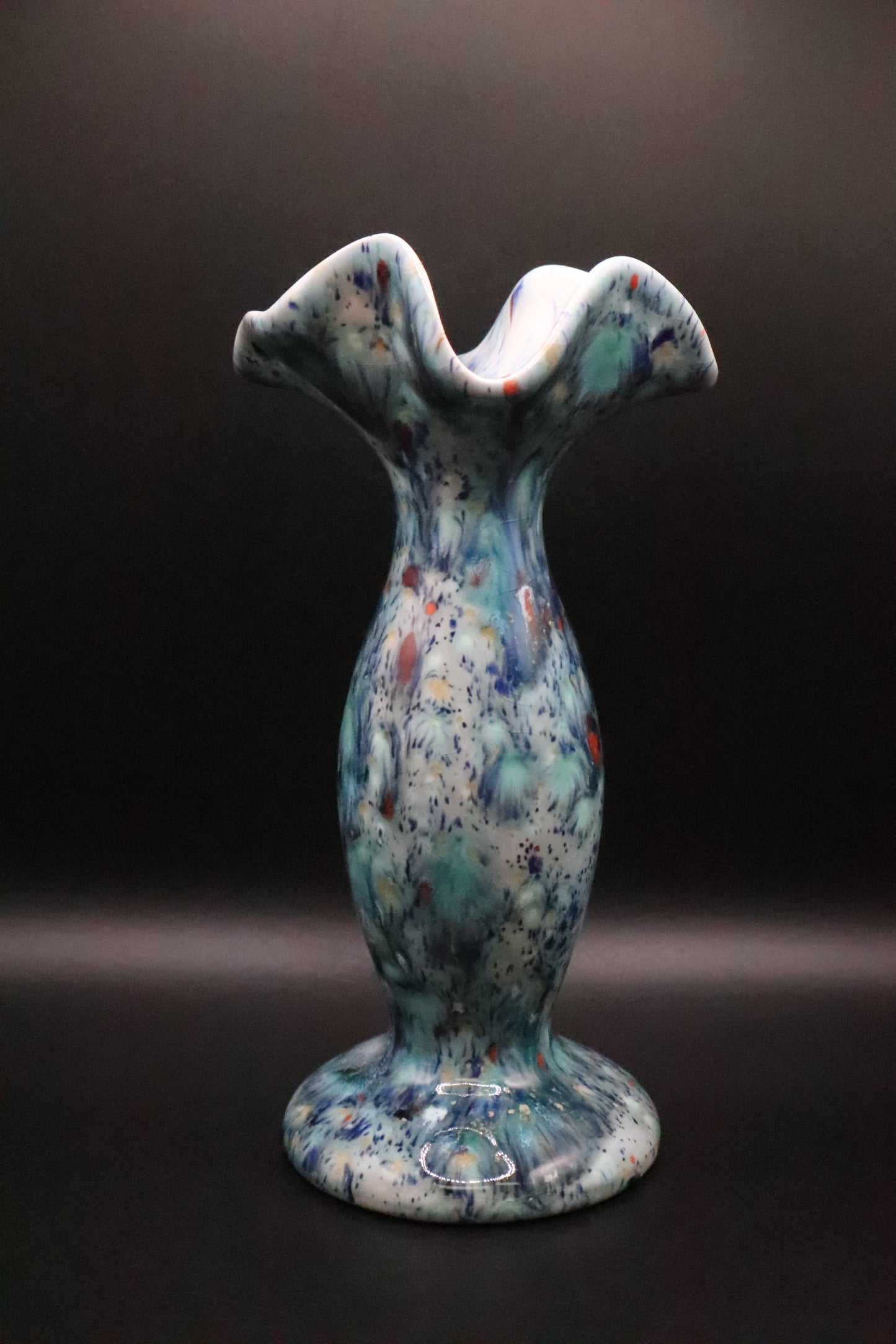 BLUE SPLATTERWARE CERAMIC VASE