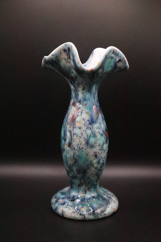 BLUE SPLATTERWARE CERAMIC VASE