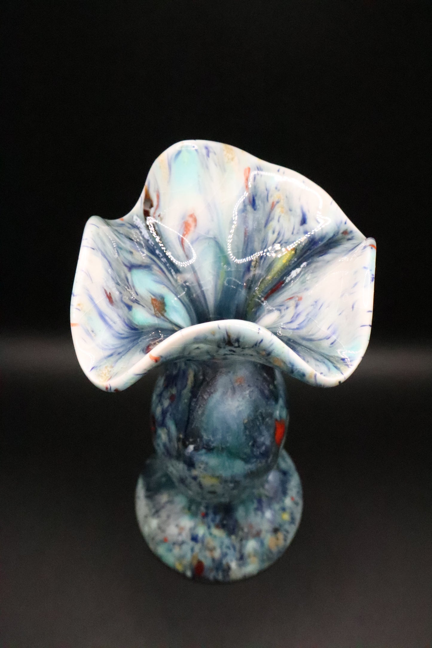 BLUE SPLATTERWARE CERAMIC VASE