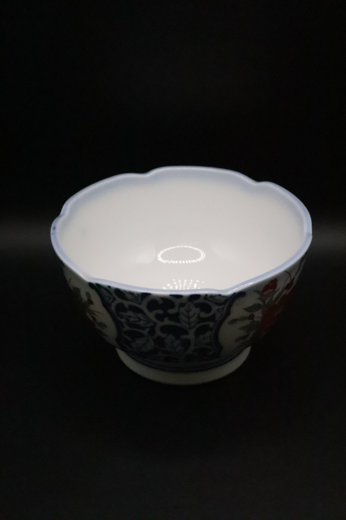 VINTAGE JAPANESE HAND PAINTED BOWL TALL FLOWER DESIGN