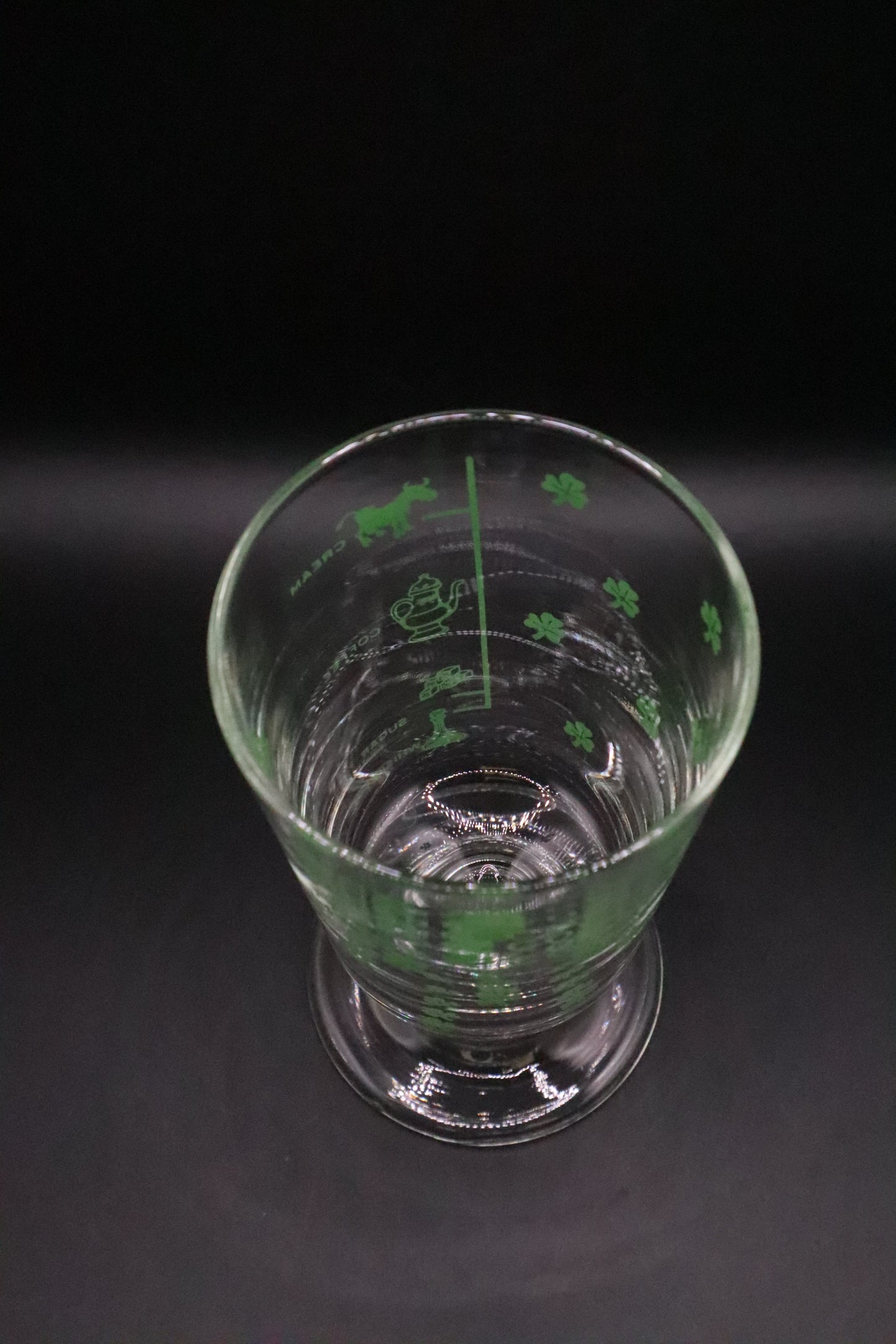 VINTAGE SHAMROCK AND RECIPE IRISH COFFEE FOOTED GLASSES SET OF 5