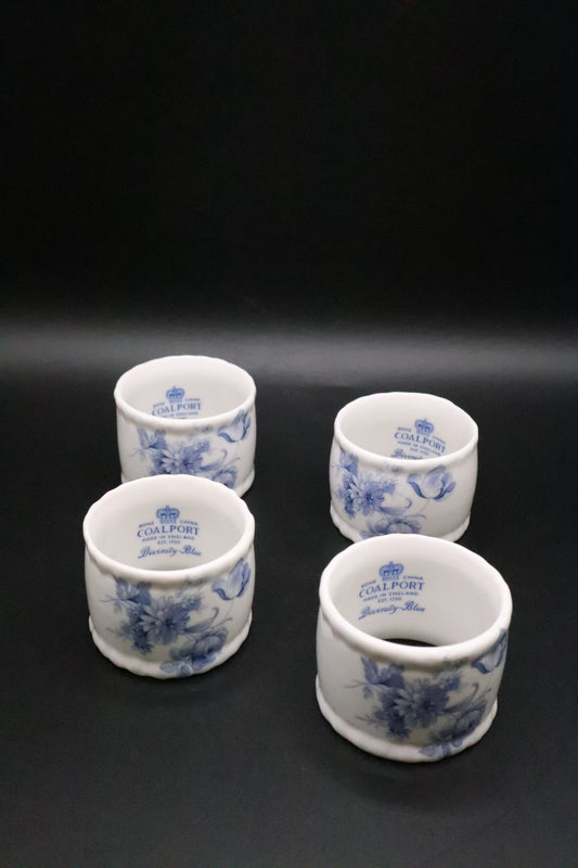 VINTAGE DIVINITY BLUE NAPKIN RINGS COAL PORT FINE BONE CHINA SET OF 4