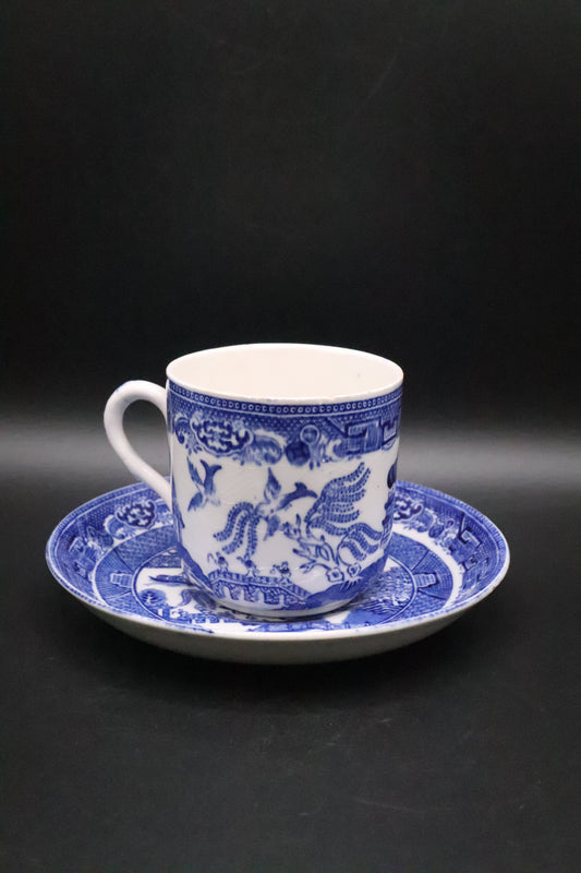 VINTAGE OLD WILLOW ADDERLEY WARE MADE IN ENGLAND CUP AND SAUCER "AS IS"