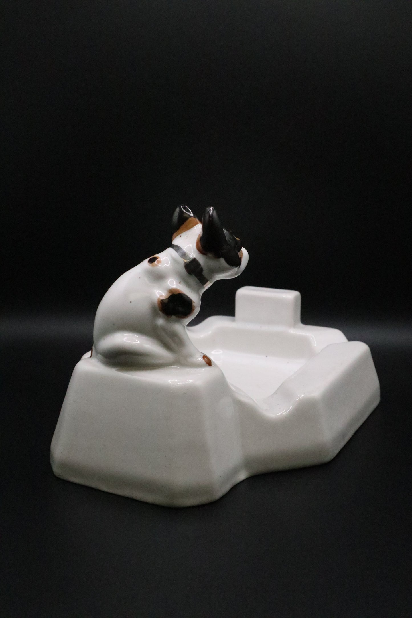VINTAGE 20'S-30'S AMERICAN STANDARD PLUMBING FIXTURES PORCELAIN ASHTRAY PAINTED BULLDOG