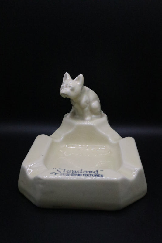 VINTAGE 20'S-30'S AMERICAN STANDARD PLUMBING FIXTURES PORCELAIN ASHTRAY BULL DOG