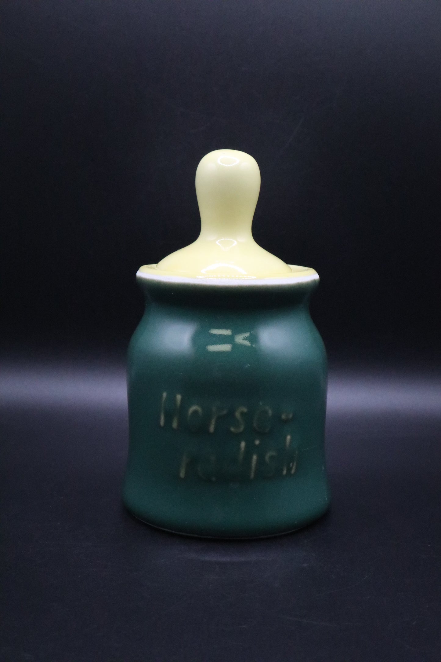 VINTAGE HALL HORSERADISH AND MUSTARD JARS SET OF 2