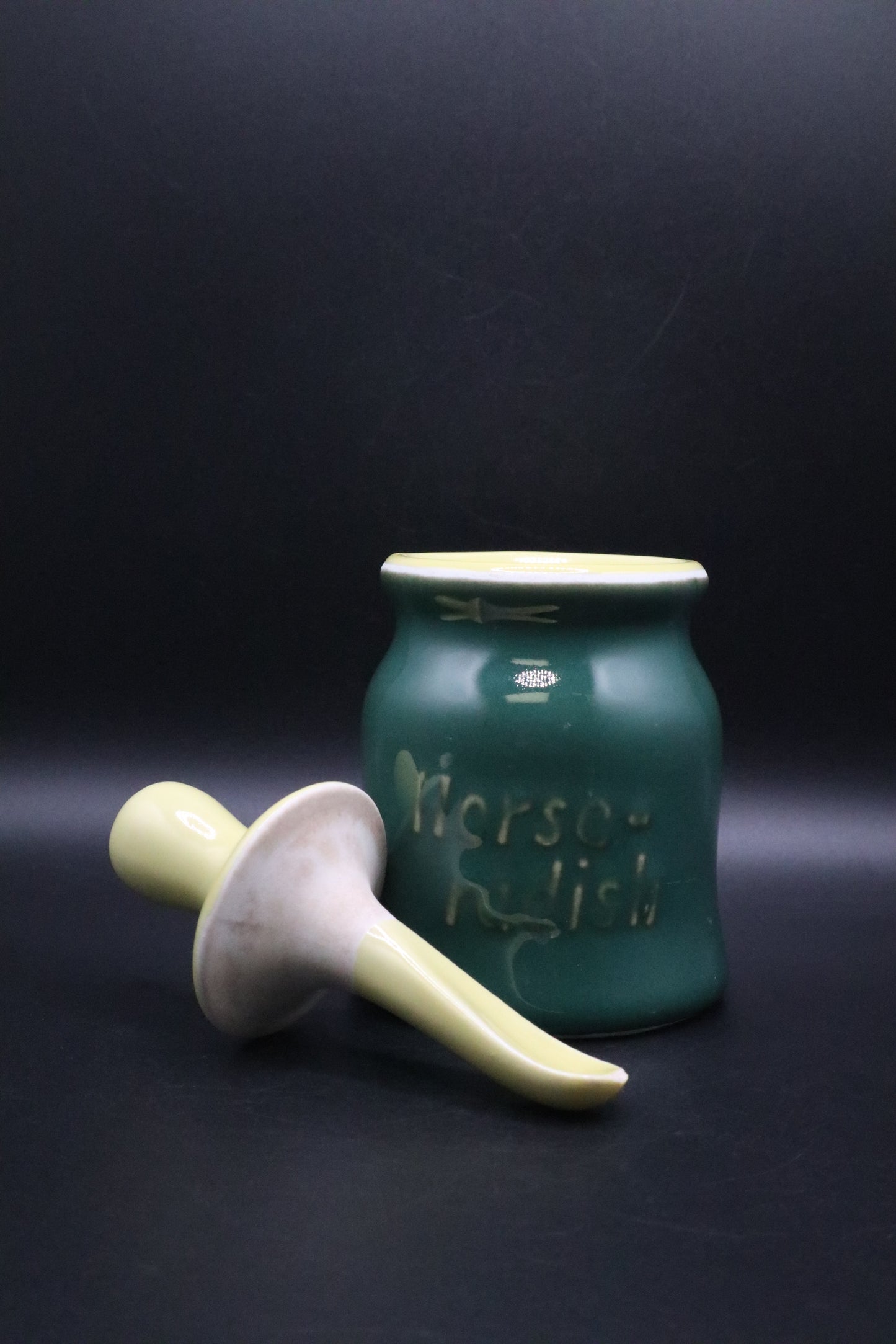 VINTAGE HALL HORSERADISH AND MUSTARD JARS SET OF 2