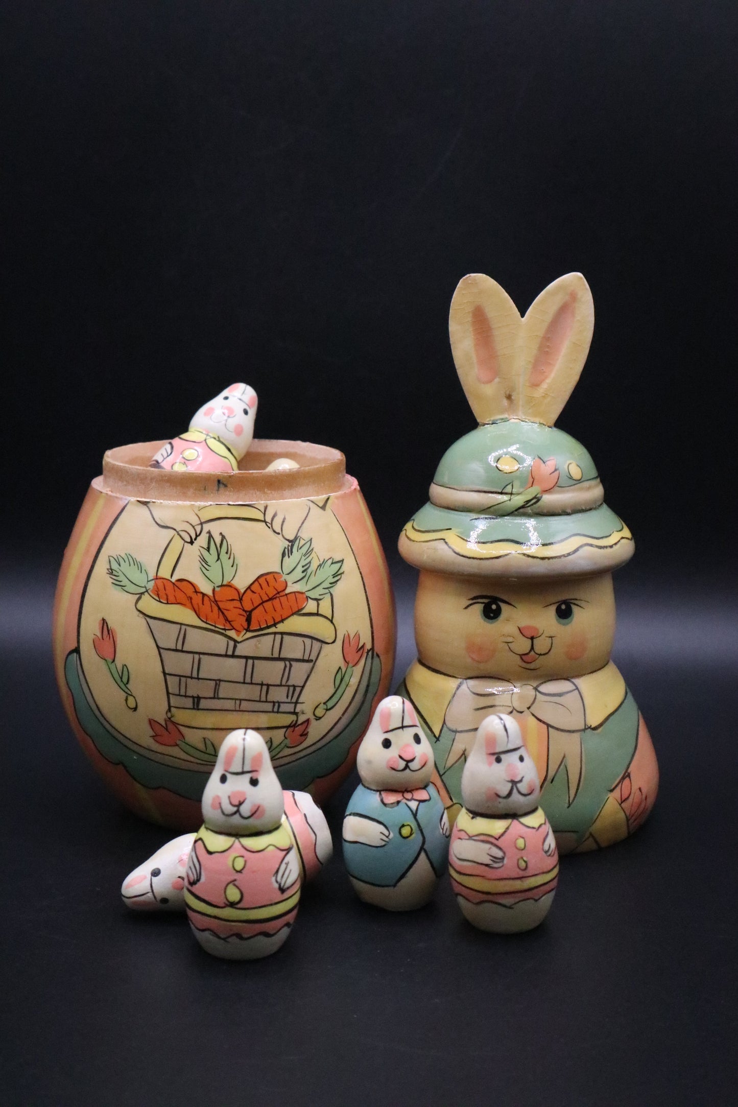 RUSSIAN NESTING DOLL EASTER BUNNY WITH 10 BABIES