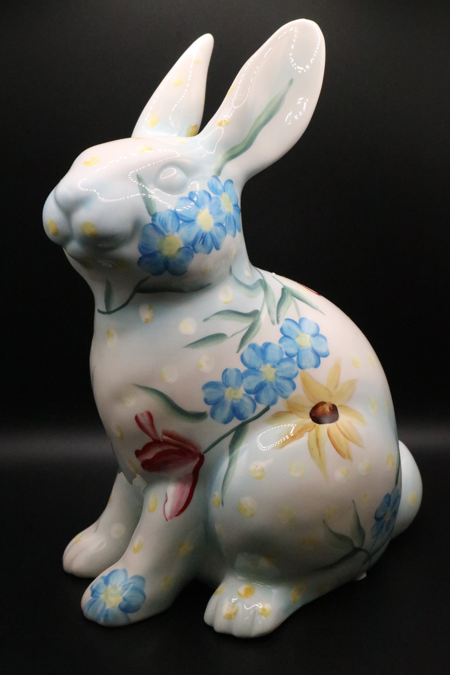 VINTAGE FLORAL CERAMIC HANDPAINTED RABBIT